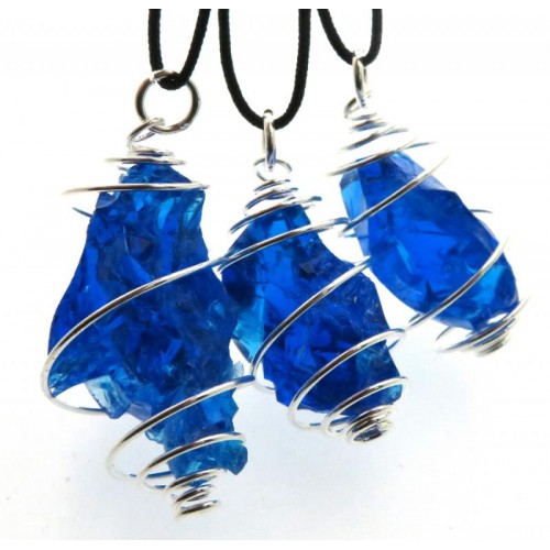 Sapphire Blue Monatomic Andara Spiral Pendant